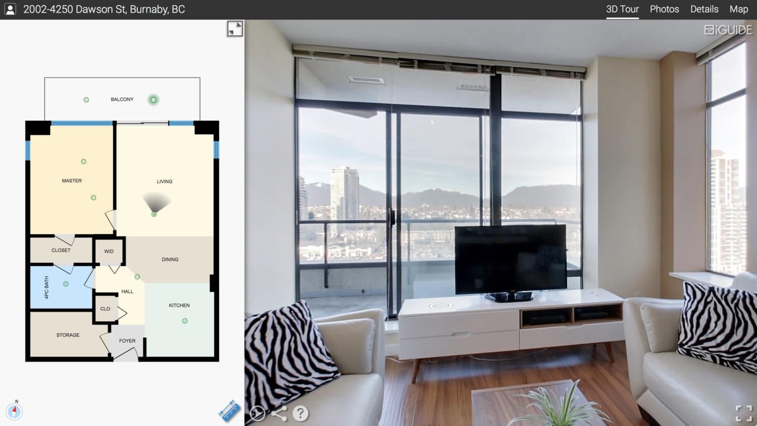 screenshot of iGUIDE for 2002-4250 Dawson St. Burnaby