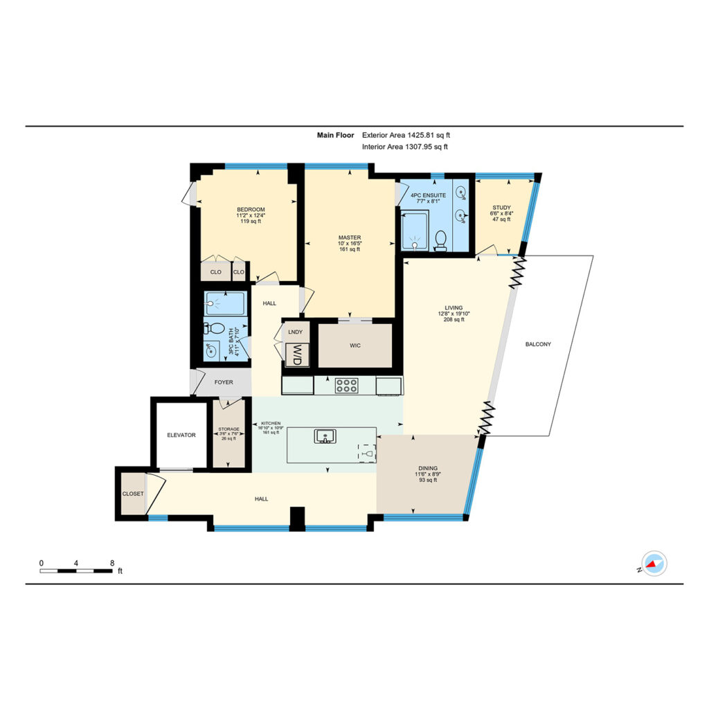 Premium floor plan sample in balanced colour scheme