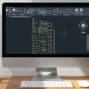a DWG file opened in CAD program using an iMac desktop computer